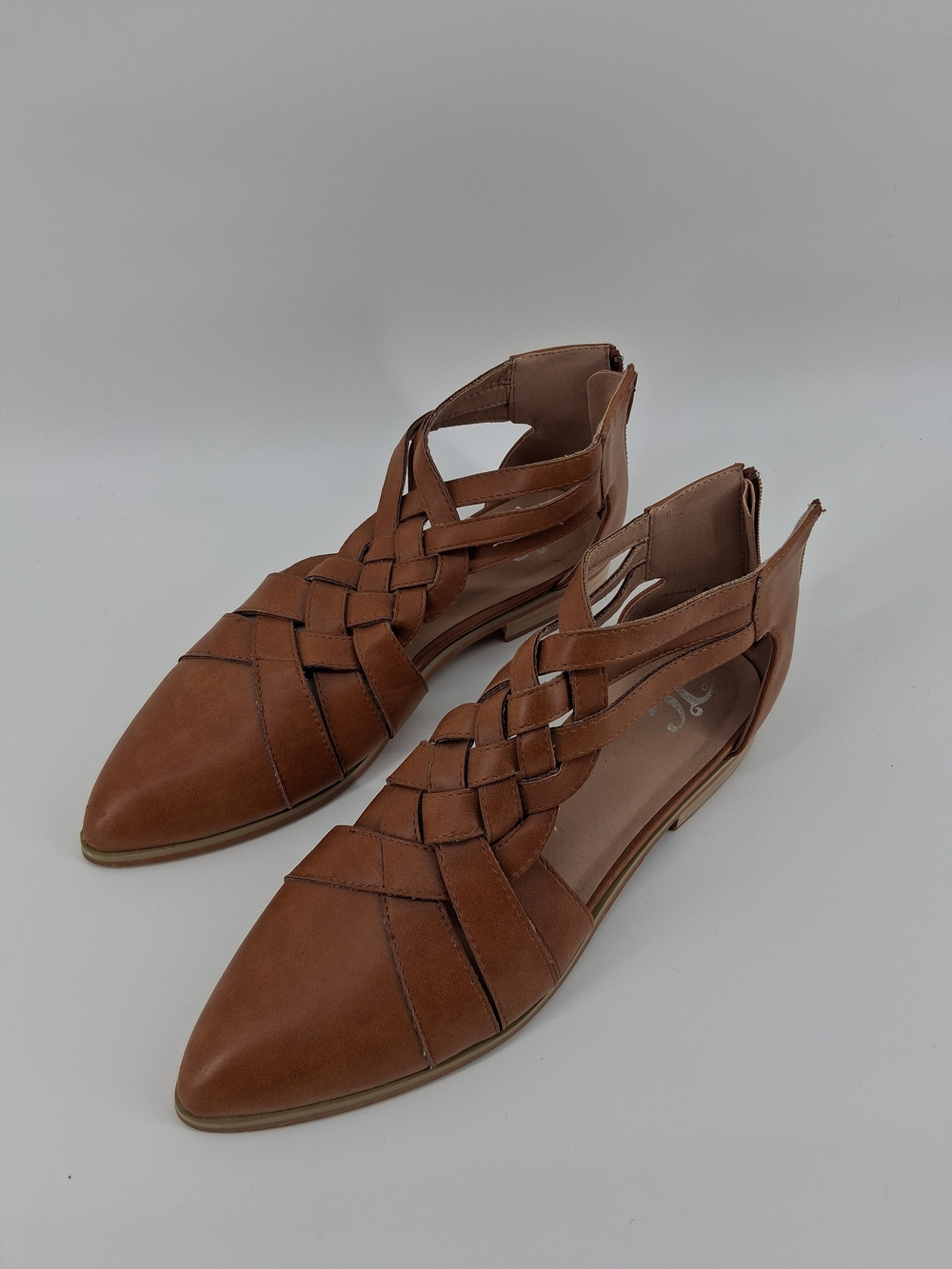 Woven Pointed Toe Flats in Brown - Women’s Casual Loafers